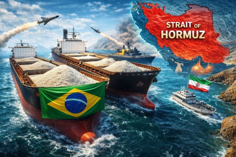 Dois navios carregados com fertilizantes para o Brasil estão presos no Estreito de Ormuz